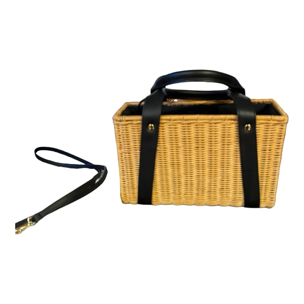 Kayu straw leather handle bag